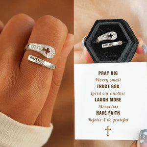 KISSFAITH- Christan Faith Sterling Silver Cross Adjustable Ring