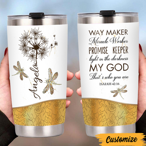 Personalized Dandelion Dragonfly Way Maker Tumbler