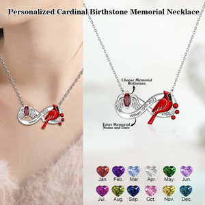 Personalized Cardinal Birthstone Memorial Necklace