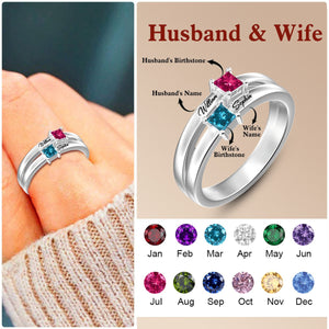 Personalized Name Birthstones Love Promise Ring