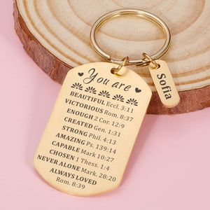 KISSFAITH- Personalized You Are Inspiration Keychain, Bible Verse Gift