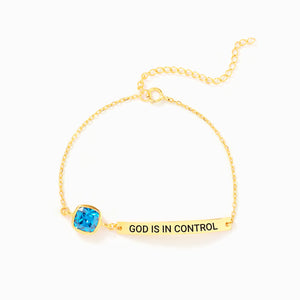 KISSFAITH-God Is In Control Rectangle Birthstone Bracelet