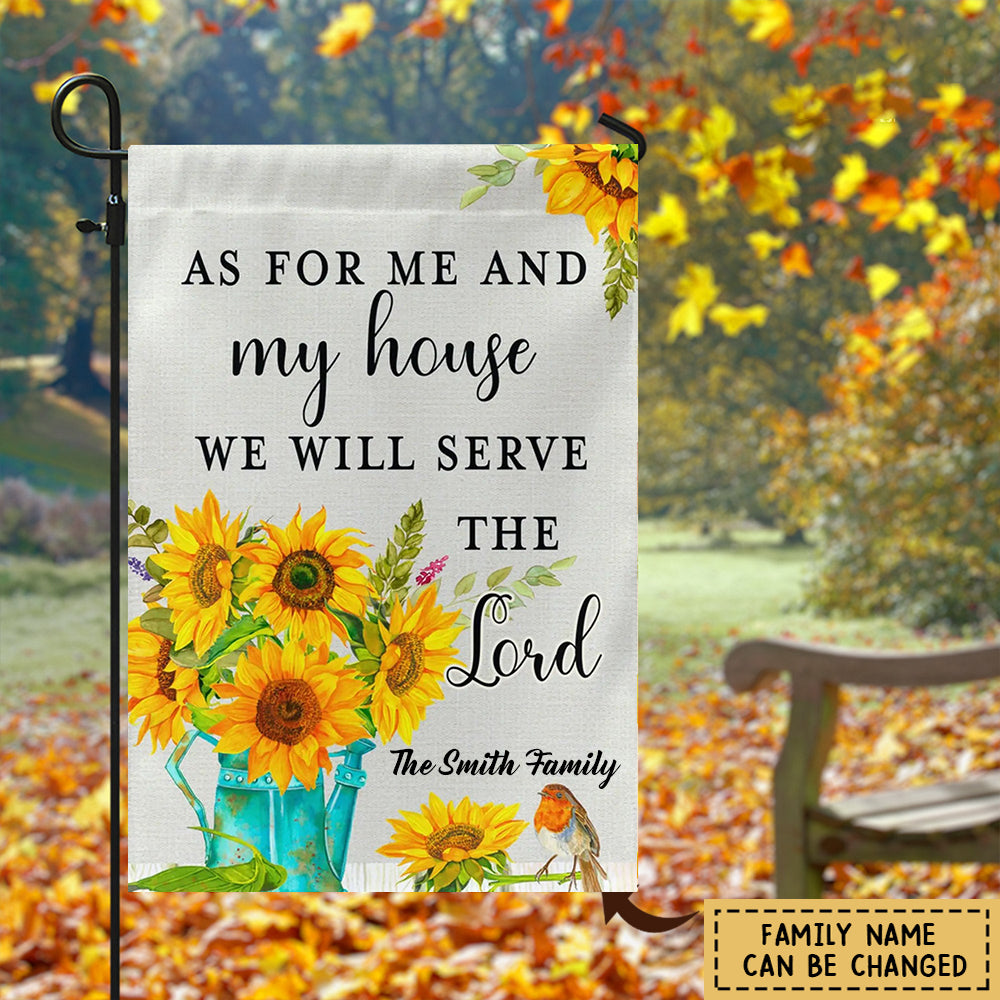 Personalized As for Me and My House Sunflower Christian Garden Flag