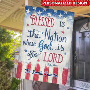 KISSFAITH-Blessed Is The Nation Whose God Is The Lord Personalized Flag