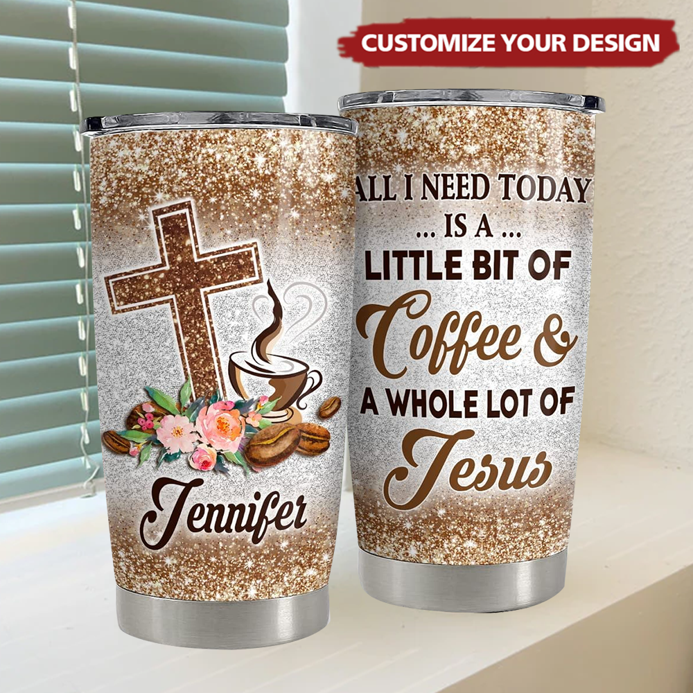 Personalized Coffee Tumbler Jesus And Coffee Faith Glitter Gifts Idea