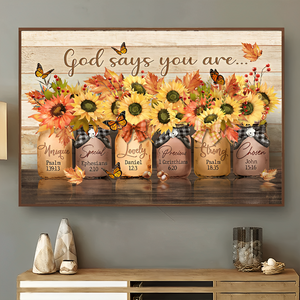 Autumn Canvas Prints, God Says You Are Unique Special, Vintage Sunflower Canvas