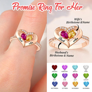 KISSFAITH-Personalized Promise Ring with Birthstones & Names