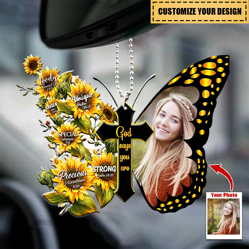 Personalized Christian Butterfly With Flower Ornament