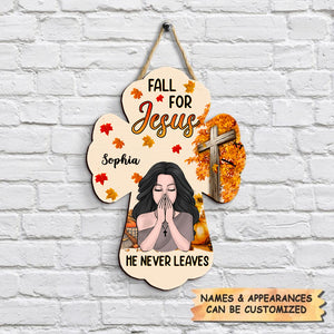 Personalized Door Sign - Gift For Family Member - Fall For Jesus