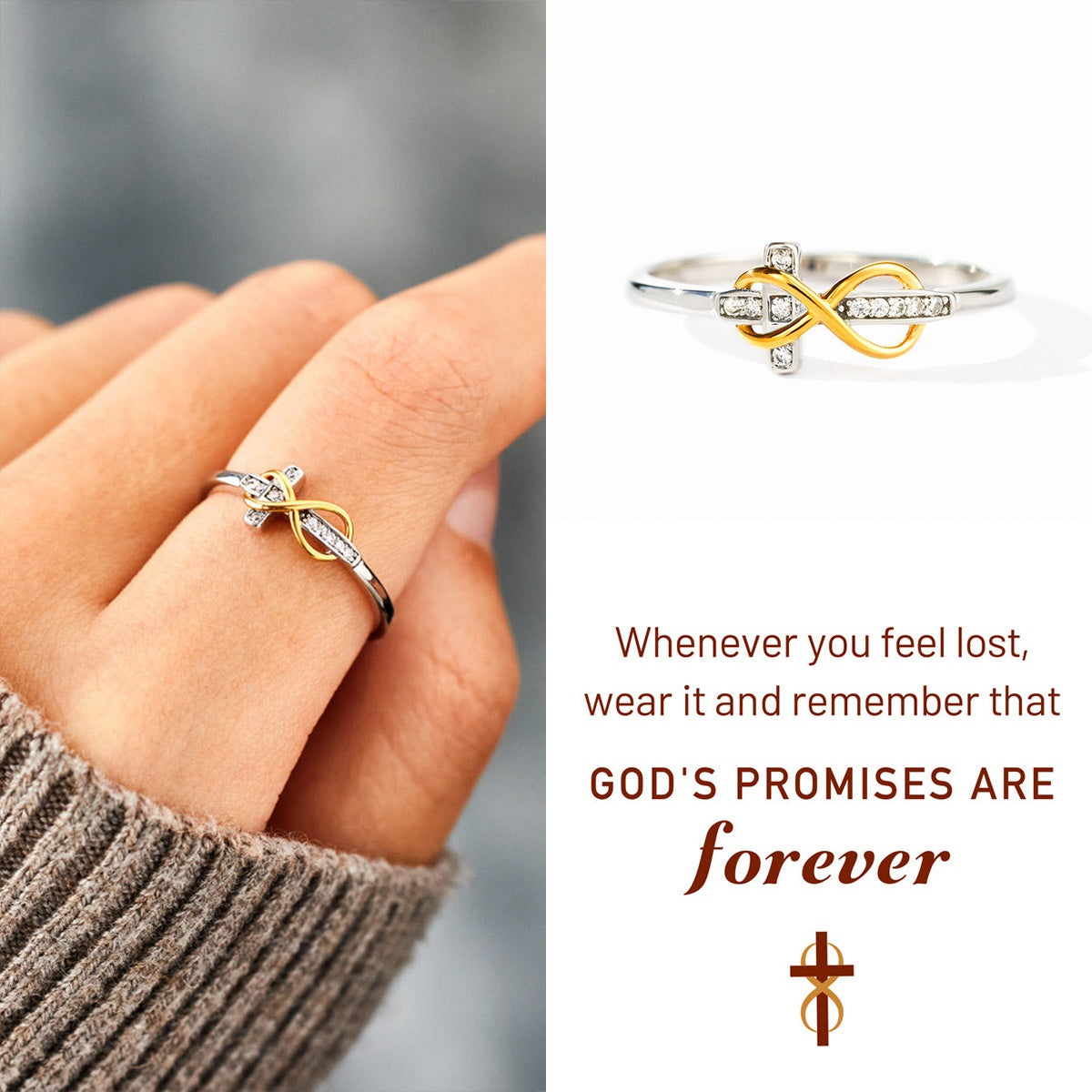 KISSFAITH-Gods' Promises Are Forever Infinity Cross Ring