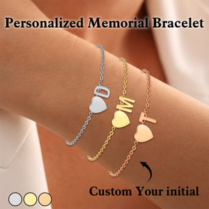 In Loving Memory - Custom Initial Heart Memorial Bracelet