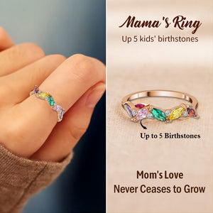 Personalized Grandma Mom 1-5 Birthstones Family Ring