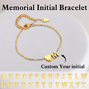 In Loving Memory - Custom Initial Heart Memorial Bracelet