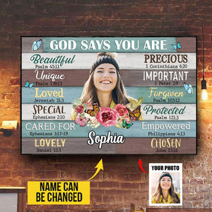 Upload Photo - Personalized God says you are canvas