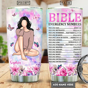 Personalized Christian Faith Bible Emergency Numbers Tumbler