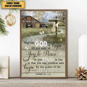 May The God Of Hope Fill You With All Joy And Peace - Personalized Canvas