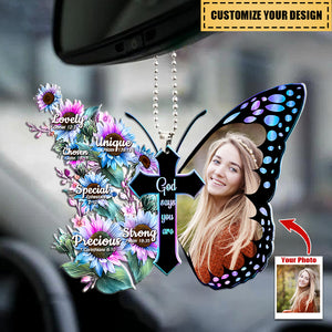 Personalized Christian Butterfly With Flower Ornament