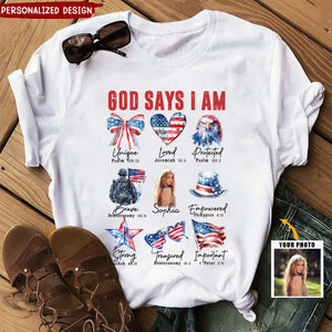 God Say I Am 4th Of July Personalized USA Flag T-shirt