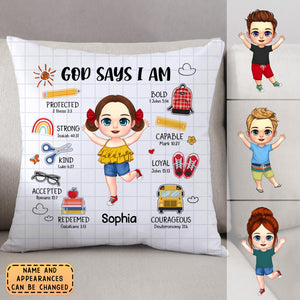 God Says I Am Back To School-Personalized Grandkids Pillowcase Gift