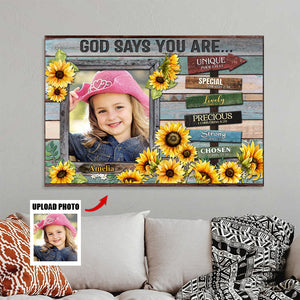 Personalized Canvas Prints Custom Photo,  Gift For Daughter, God Says You Are...