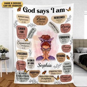 God Says I Am - Personalized Blanket