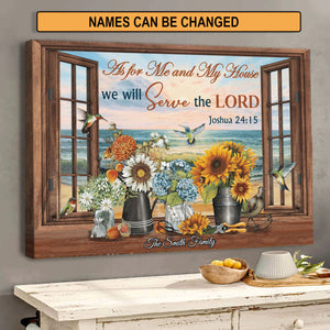 Hummingbird Flowers Beach We will serve the Lord - Personalized Canvas Prints