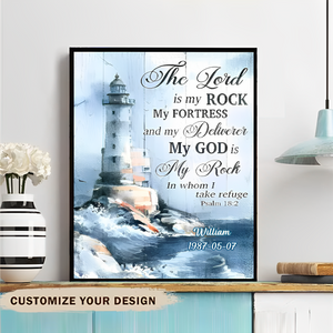 Sea Lighthouse Wall art Text Christian Psalm Bible Quote Canvas