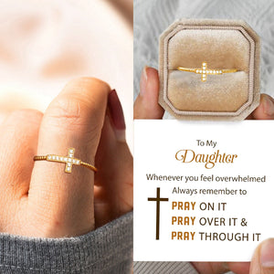 KISSFAITH-To My Daughter - Pray Through It Golden Cross Ring