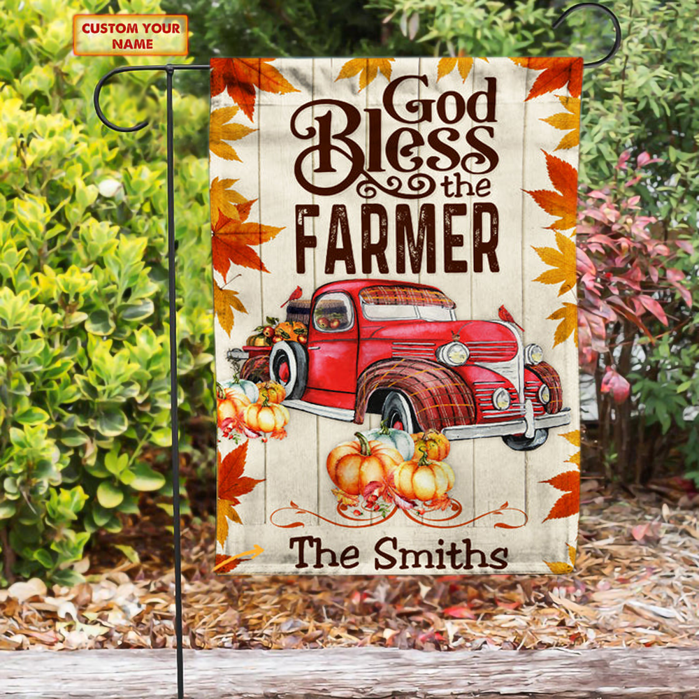 Personalized Farm Truck God Blessed Farmer Flag