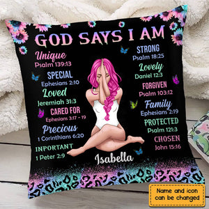 God Says I Am Sun Sunflowers Glitter Leopard Pillowcase