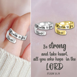 KISSFAITH- Christian Cross Ring- Faith Gift-Psalm 31:24