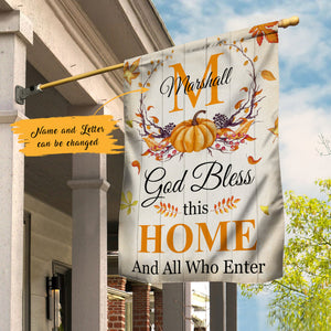 Personalized Thankful Fall God Bless This Home Flag