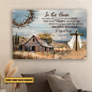 In This House We Trust In God - Personalized Canvas