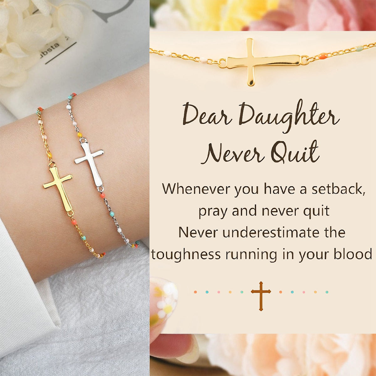 KISSFAITH-Pray And Never Quit Cross Bracelet