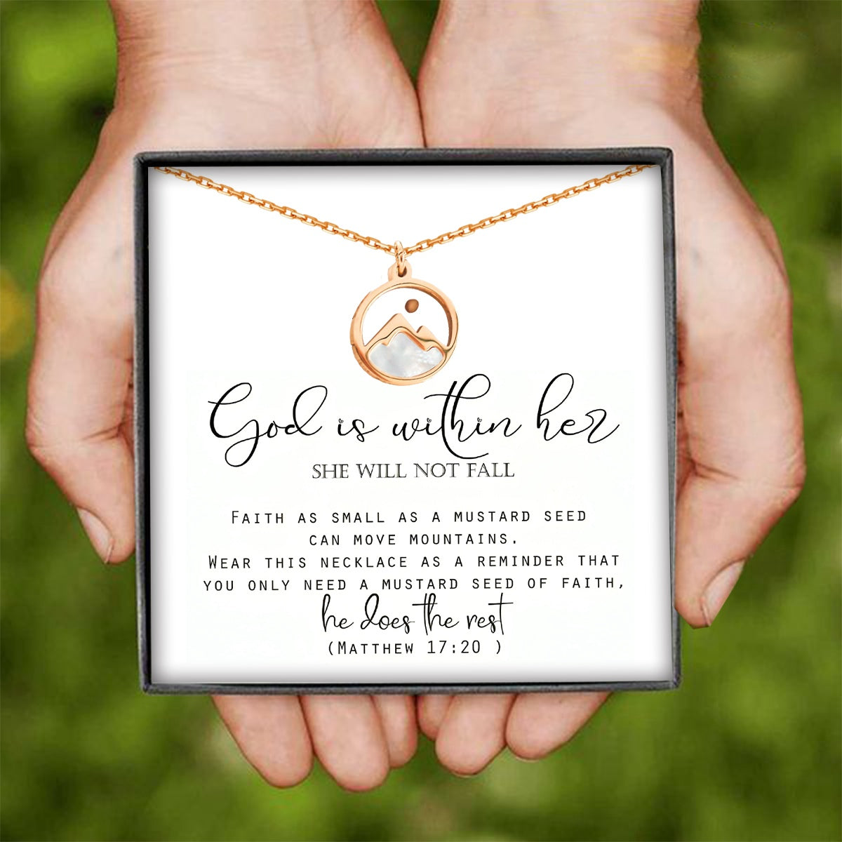 KISSFAITH-Mustard Seed Necklace Mountain Necklace Encouragement Gift, Matthew 17:20