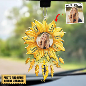 Personalized Photo Sunflower God Says Ornament