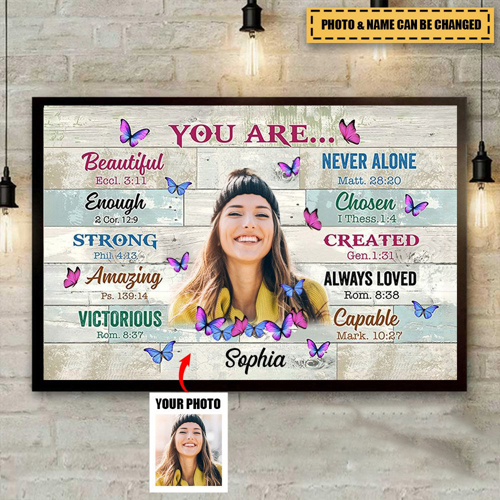 Upload Photo - Personalized You Are Bible Verses Canvas