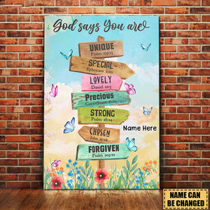 God Says You Are Location Sign Canvas