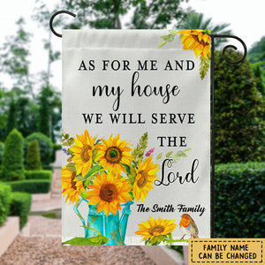 Personalized As for Me and My House Sunflower Christian Garden Flag