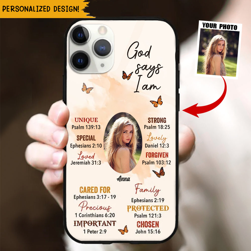 God Says I Am Personalized Phone Case-Upload Photo