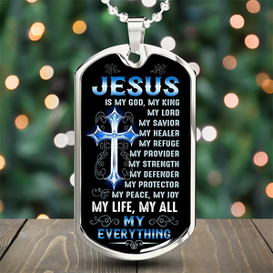 Cross Jesus Is My God Christian Gifts Dog Tag Pendant Necklace