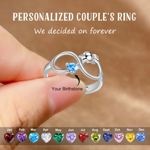 Personalized Infinity Birthstone Adjustable Ring