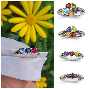 Personalized Grandma Mom Family 2-5 Birthstones Ring - Gift For Christmas