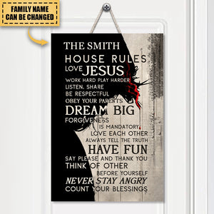 House Rules-Love Jesus-Personalized Outdoor Metal Sign