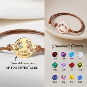 Personalized Grandma Mom 1-6 Family Birthstones Flower Bracelet