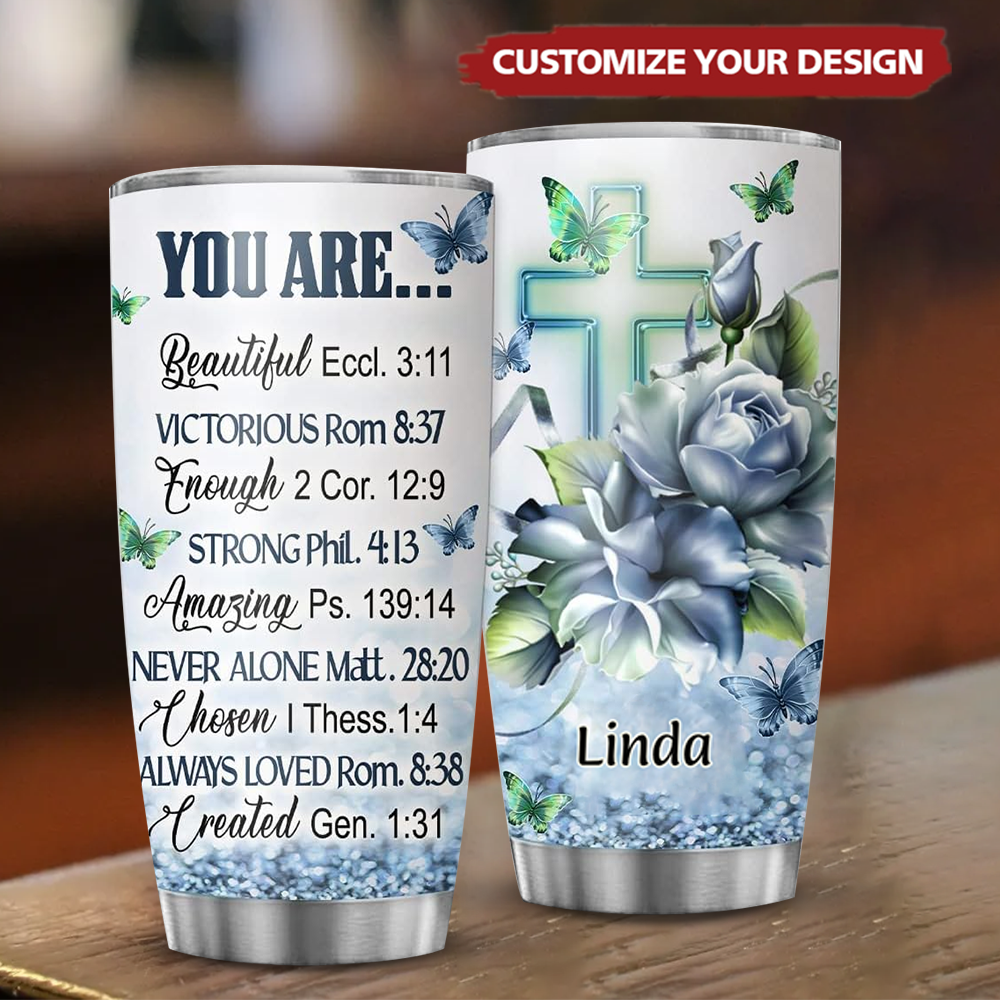 Personalized Christian Gifts for Women Faith Bible Inspired Religion Coffee Cross Tumbler -God says you are