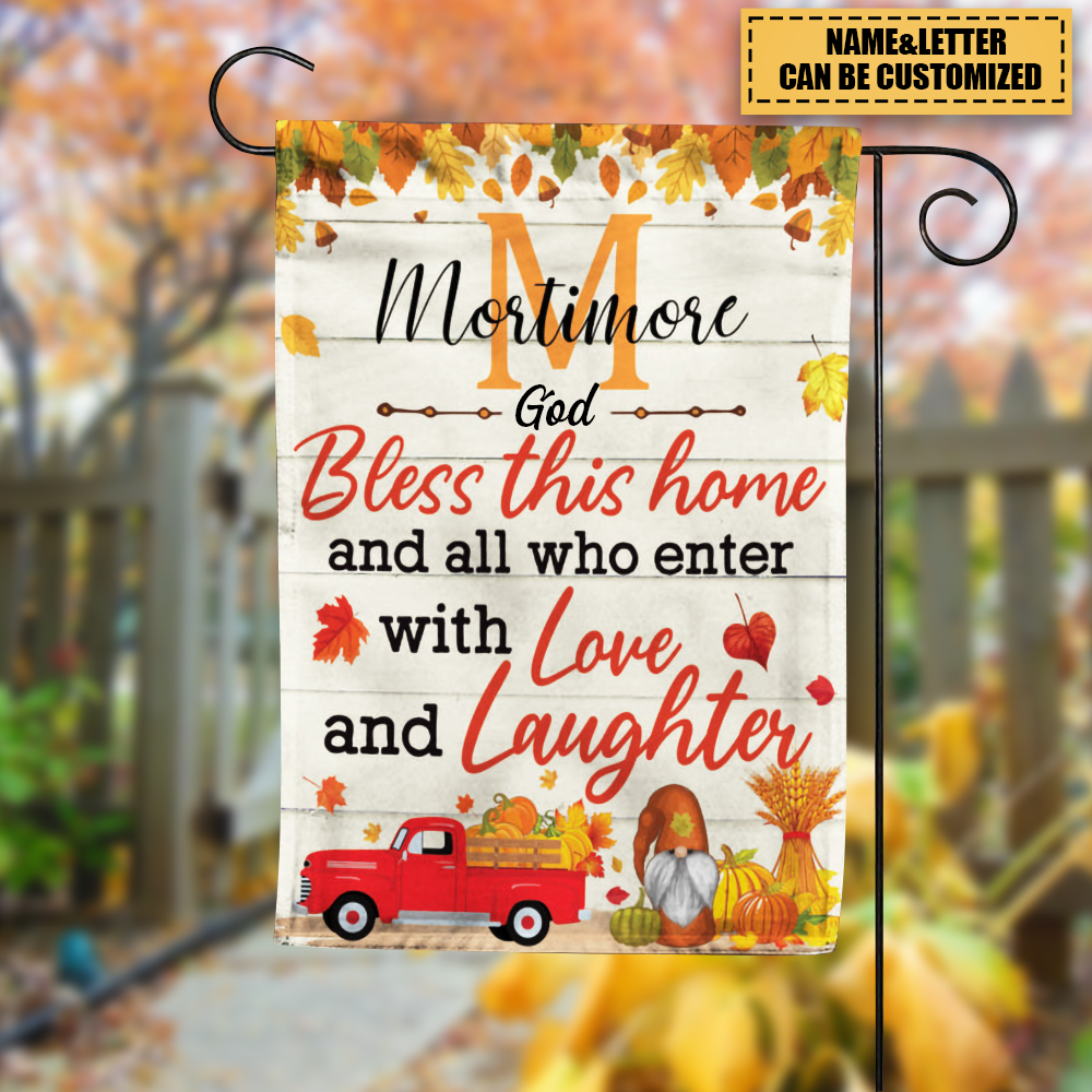 Bless This Home Thankful Fall Personalized Garden Flag