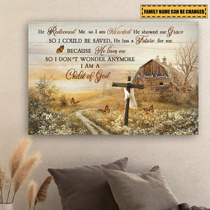 Jesus Old Cross He Redeemed Me - Personalized Christian Canvas