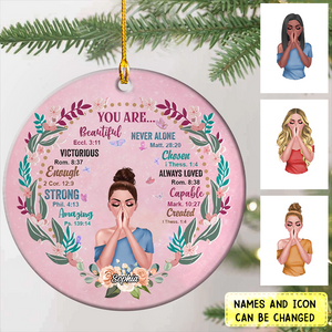 Personalized God Says You Are Circle Ceramic Ornament