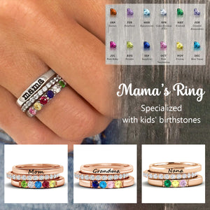 Personalized Family Birthstones Ring - Gift For Grandma/Mom